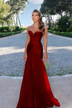 Strapless Sweetheart Sleeveless Long Prom Dress With Pleated JQ0100
