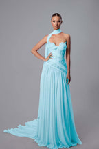 Strapless Sweetheart Sleeveless Long Prom Dress With Pleated WQ0197