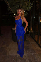 Halter Sleeveless Long Mermaid Prom Dress With Lace Embroidery WQ0329