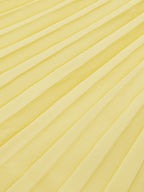 Yellow Pleated Chiffon Dress Square Neck Long Sleeve A-Line Gown
