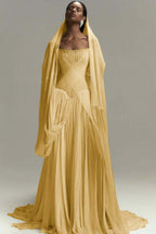 Chic Strapless Sleeveless Long Prom Dress With Pleated Ruffles WQ0086