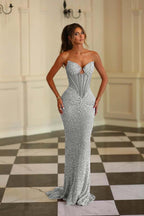 Chic Strapless Sleeveless Long Mermaid Prom Dress With Beading WQ0278