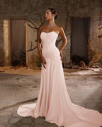 Chiffon Sweetheart Strapless Sleeveless Long Mermaid Prom Dress With Ruffles And Pleated YK0705