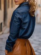 銆�24-hour shipping out銆慍asual Loose Denim Long Sleeve Blouse