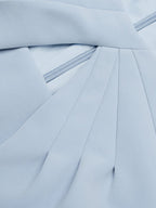 Light Blue Ruched Cotton Boat Neck Half Sleeve Sheath Midi Dress