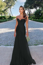 Strapless Sweetheart Sleeveless Long Prom Dress With Pleated JQ0100