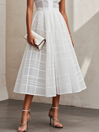 White Shirt Dress Shirt Collar Sleeveless A-Line Midi Dress
