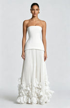 Cocoslly Strapless Sleeveless High Waist Long Prom Dress With Appliques And Pleated | Cabemet Chiffon YQ0118