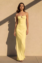 Cocoslly Spaghetti Straps Sleeveless High Waist Long Mermaid Prom Dress | Black Satin NW0254