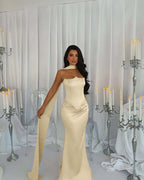 Strapless Sleeveless Long Mermaid Prom Dress With Beading Pleated YK0274