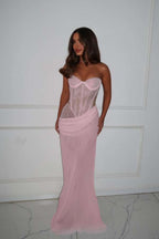 Strapless Sleeveless Long Mermaid Prom Dress With Lace Pleated WQ0270