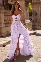 Strapless Sleeveless Long Split Prom Dress With Pleated Beading WQ0129