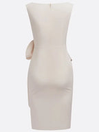 White 3D Bow Sleeveless Sheath Midi Dress