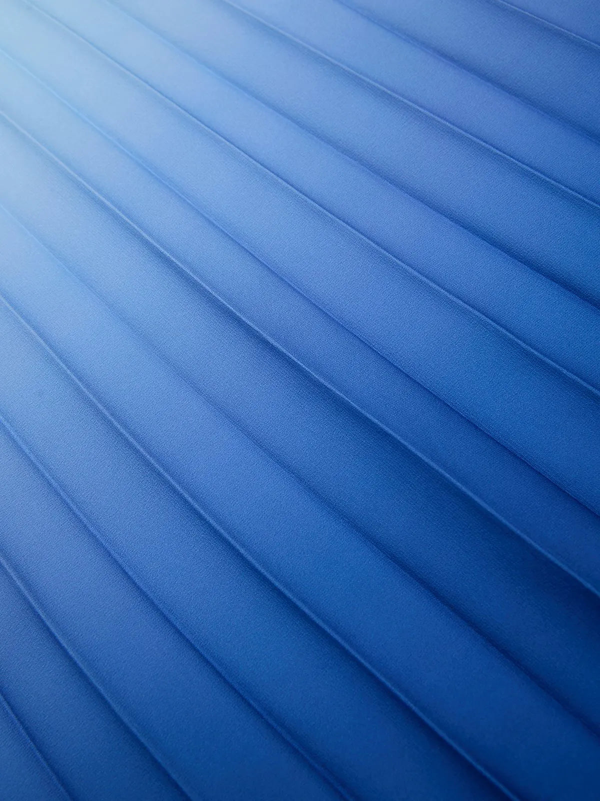 Light Blue Ombre Pleated Chiffon Square Neck Sleeveless A-Line Midi Dress