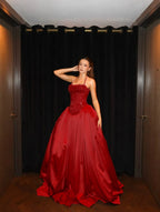Cocoslly Halter Neck Strapless Sleeveless Long A-Line Prom Dress With Pleated And Sequins Rhinstone | Champage Satin YK0886