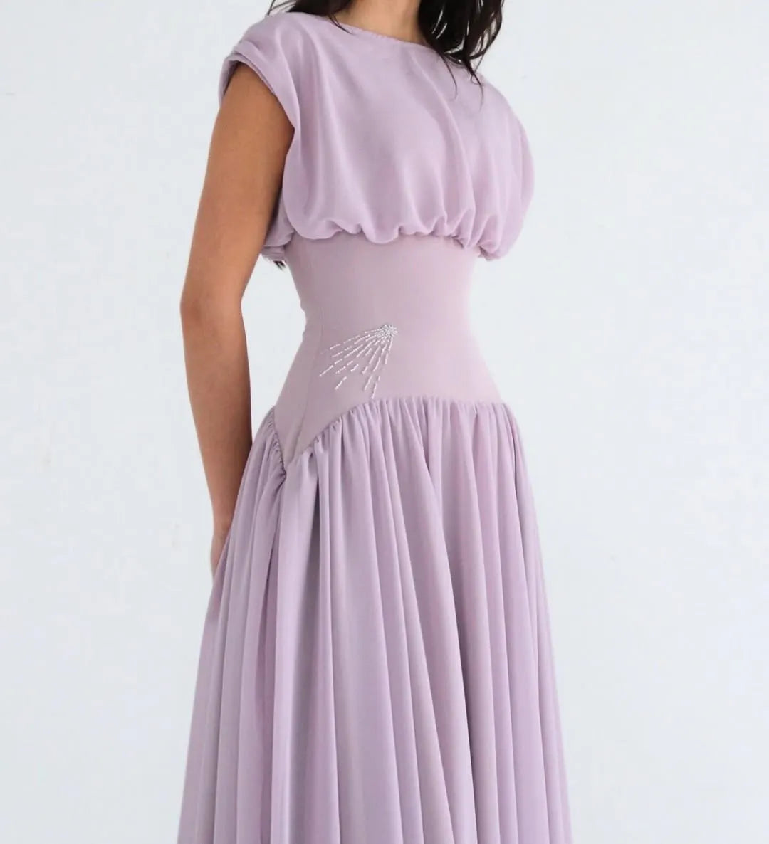 Cocoslly Bateau Simple Summer Sleeveless Long Prom Dress With Beadings | Lilac Chiffon ZT0652