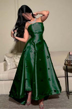Strapless Sleeveless Long Prom Dress With Pleated Appliques WQ0031