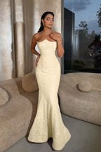Cocoslly Strapless Sleeveless High Waist Long Mermaid Prom Dress | Lilac Sequins ZT0602