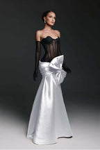 Strapless Sweetheart Sleeveless Long Mermaid Prom Dress With Gloves WQ0174