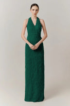 Cocoslly Halter Sleeveless High Waist Long Prom Dress With Tassel | Blushing Pink Feather JZ0095