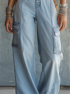 Retro-style Leopard Print Faux-suede Patchwork Blue Denim Jumpsuit