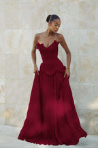 Stunning Strapless Sleeveless Long Prom Dress With Pleated Beading WQ0428