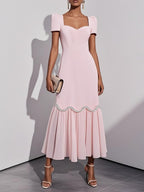 Pink Rhinestone Classic Sweetheart Neckline Sleeveless A-Line Maxi Dress