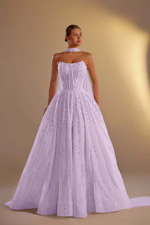 Strapless Sleeveless Long A Line Prom Dress With Pleated Beading WQ0308