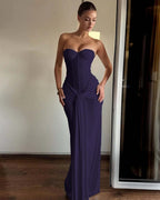Strapless Sweetheart Sleeveless Long Mermaid Prom Dress With Pleated YK0363