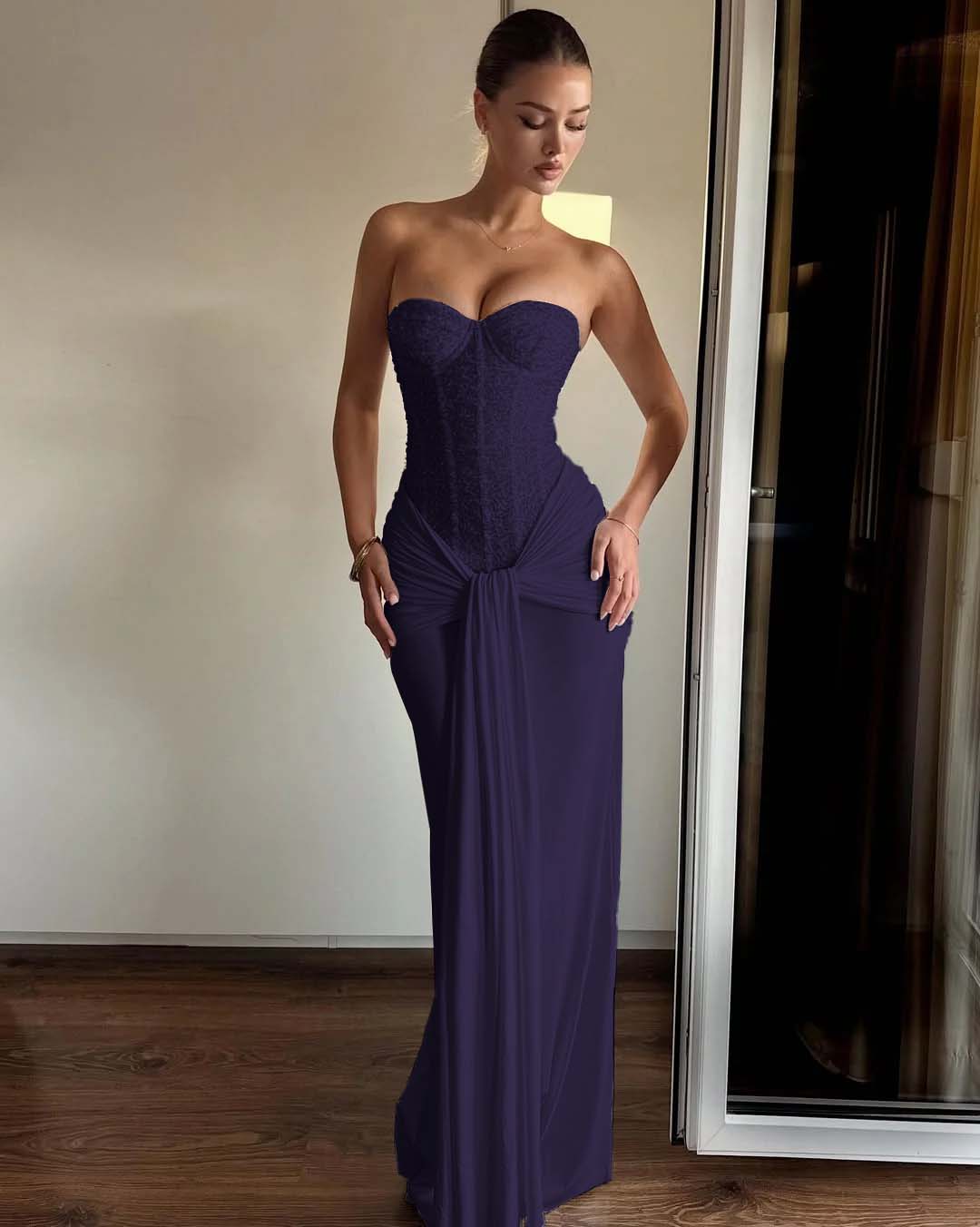 Strapless Sweetheart Sleeveless Long Mermaid Prom Dress With Pleated YK0363