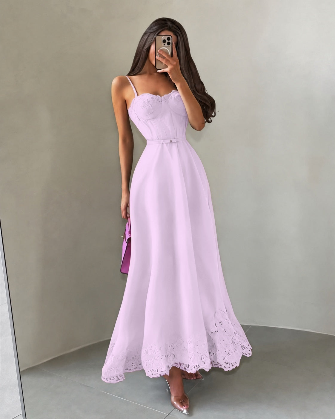 Cocoslly Spaghetti Straps Sleeveless High Waist Long A Line Prom Dress | Black Satin YK1293