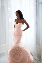 Sleeveless Strapless Sweetheart Long Mermaid Prom Dress With Pleated WQ0099