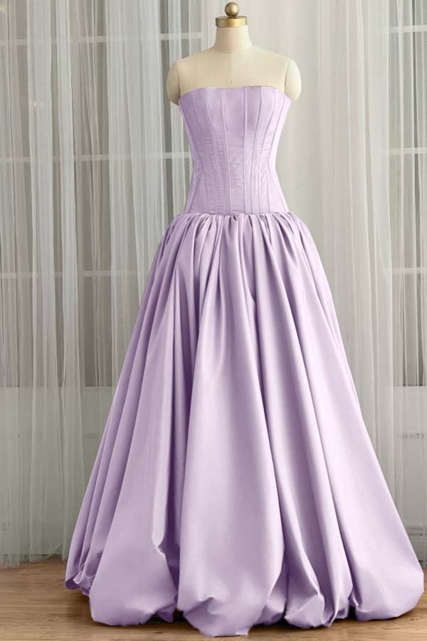 Sleeveless Strapless Long Ball Gown Prom Dress With Pleated WQ0345