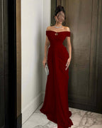 Chiffon Off-The-Shoulder Strapless Sleeveless Long Mermaid Prom Dress With Ruffles And Pleated YK0784