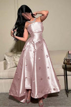 Strapless Sleeveless Long Prom Dress With Pleated Appliques WQ0031