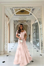 Sweetheart Short Sleeves Long Mermaid Prom Dress With Pleated WQ0144