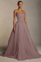 Cocoslly Strapless Sleeveless High Waist Long Prom Dress With Pleated | White Chiffon YC0565