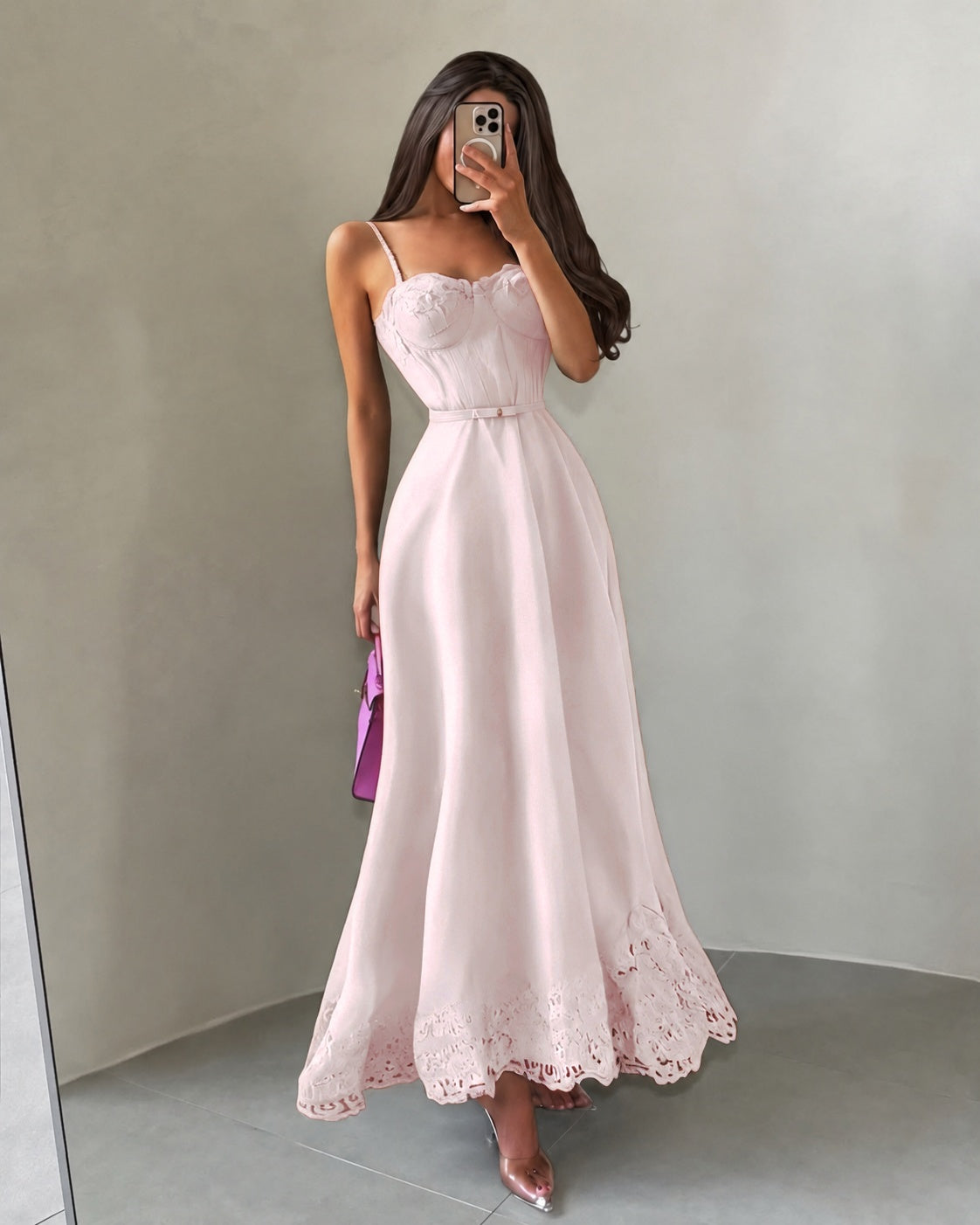Cocoslly Spaghetti Straps Sleeveless High Waist Long A Line Prom Dress | Black Satin YK1293