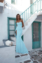 Strapless Sleeveless Long Mermaid Prom Dress With High Split YK0120
