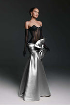 Strapless Sweetheart Sleeveless Long Mermaid Prom Dress With Gloves WQ0174