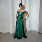 Chic Off the Shoulder Sleeveless Long Prom Dress With Pleated YK0266