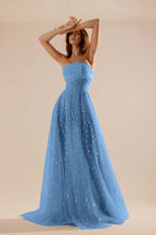 Charming Tulle Strapless Sleeveless Long Prom Dress With Beading YK0107