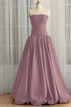 Sleeveless Strapless Long Ball Gown Prom Dress With Pleated WQ0345