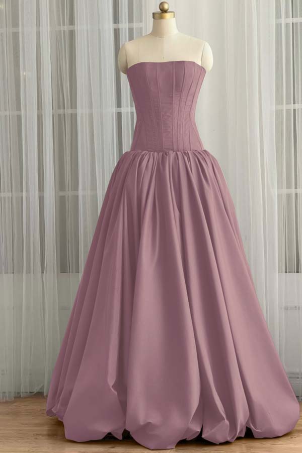 Sleeveless Strapless Long Ball Gown Prom Dress With Pleated WQ0345