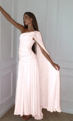 Cocoslly One Shoulder Sleeveless High Waist Long Prom Dress With Sequins | Pink Chiffon JZ0098
