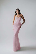 Sleeveless Strapless Long Mermaid Prom Dress With Pleated Sequins WQ0265