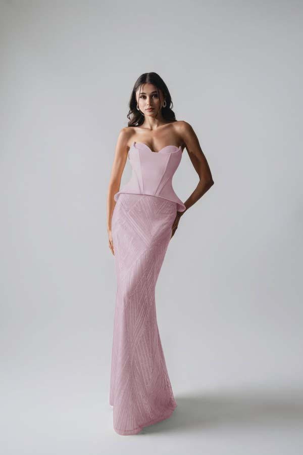 Sleeveless Strapless Long Mermaid Prom Dress With Pleated Sequins WQ0265