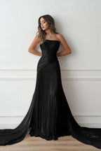 Chiffon Strapless Sleeveless Long Mermaid Prom Dress With Pleated And Ruffles WQ0461