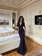 Charming V Neck Sleeveless Long Mermaid Prom Dress With Pleated YK0594