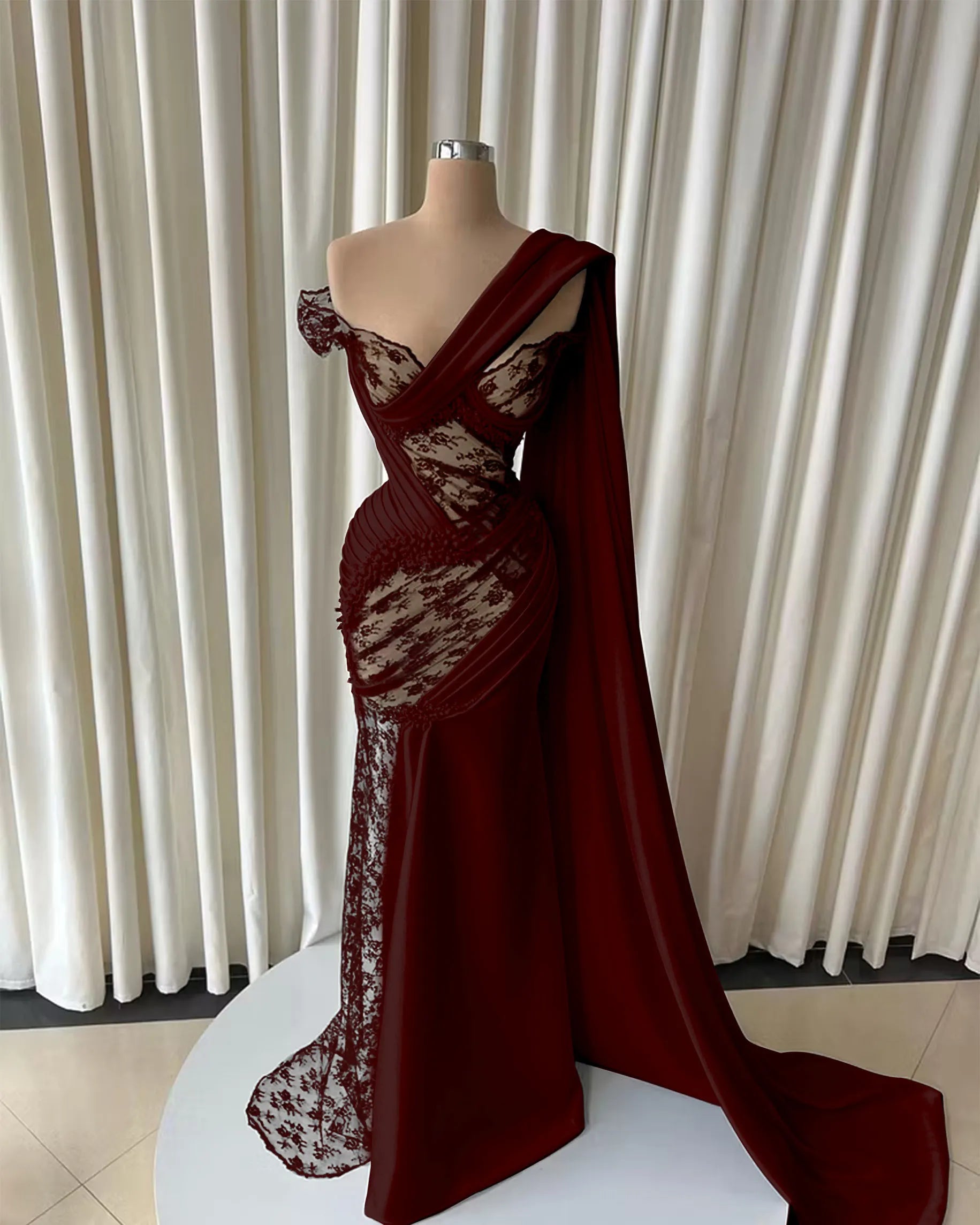 Cocoslly Strapless Sleeveless High Waist Long Prom Dress With Lace And Beading Pearls | Black Satin JZ0166